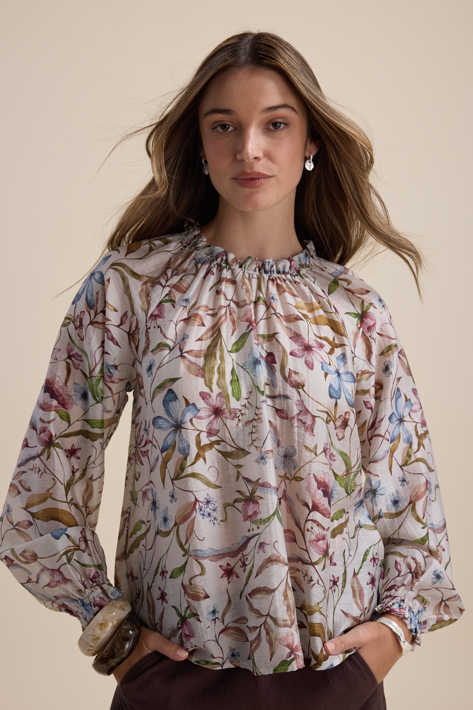 Shop Quinn Gather Detail Blouse (Harvest Garden) | Max