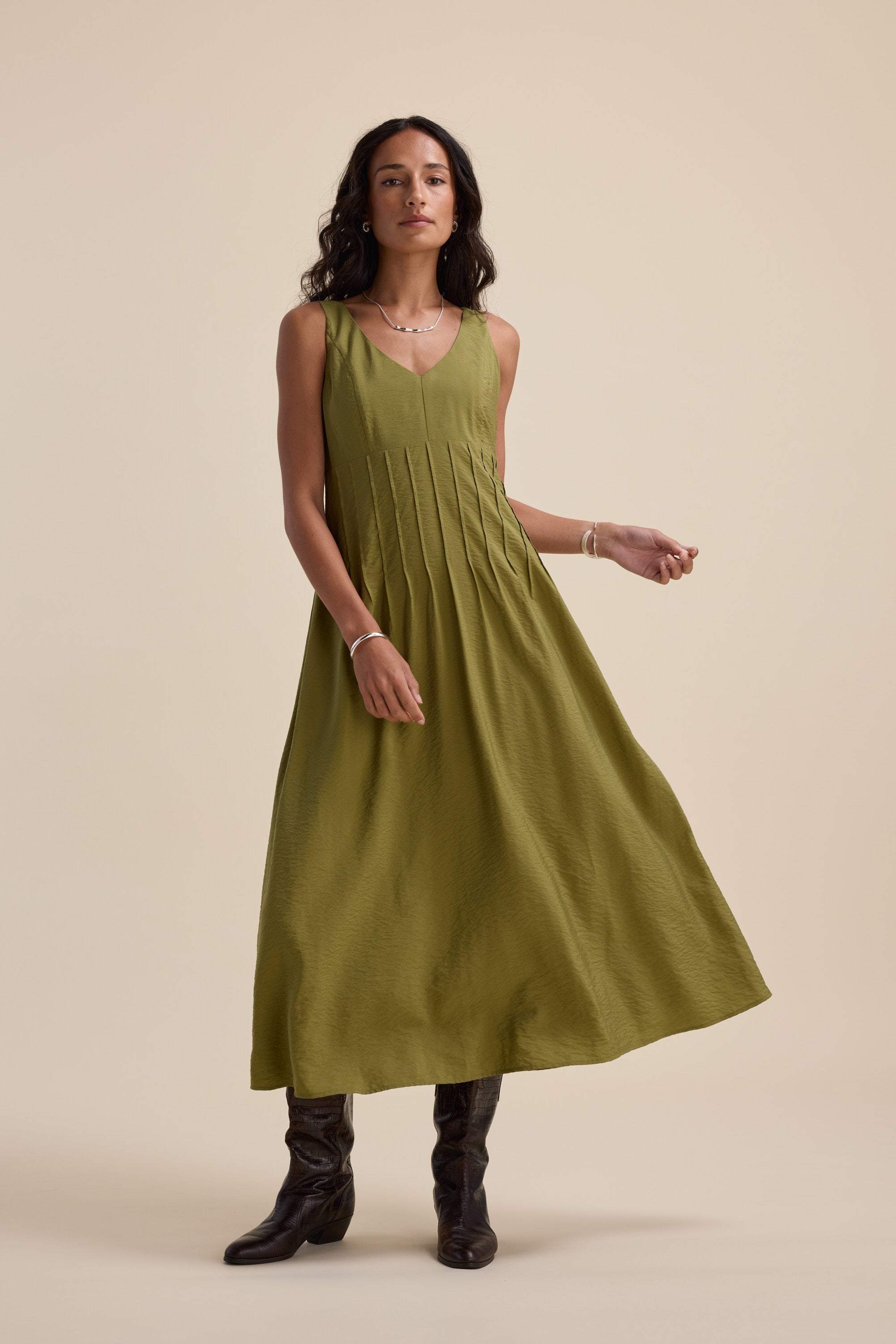 Shop Nina Fit and Flare Dress (Dill)