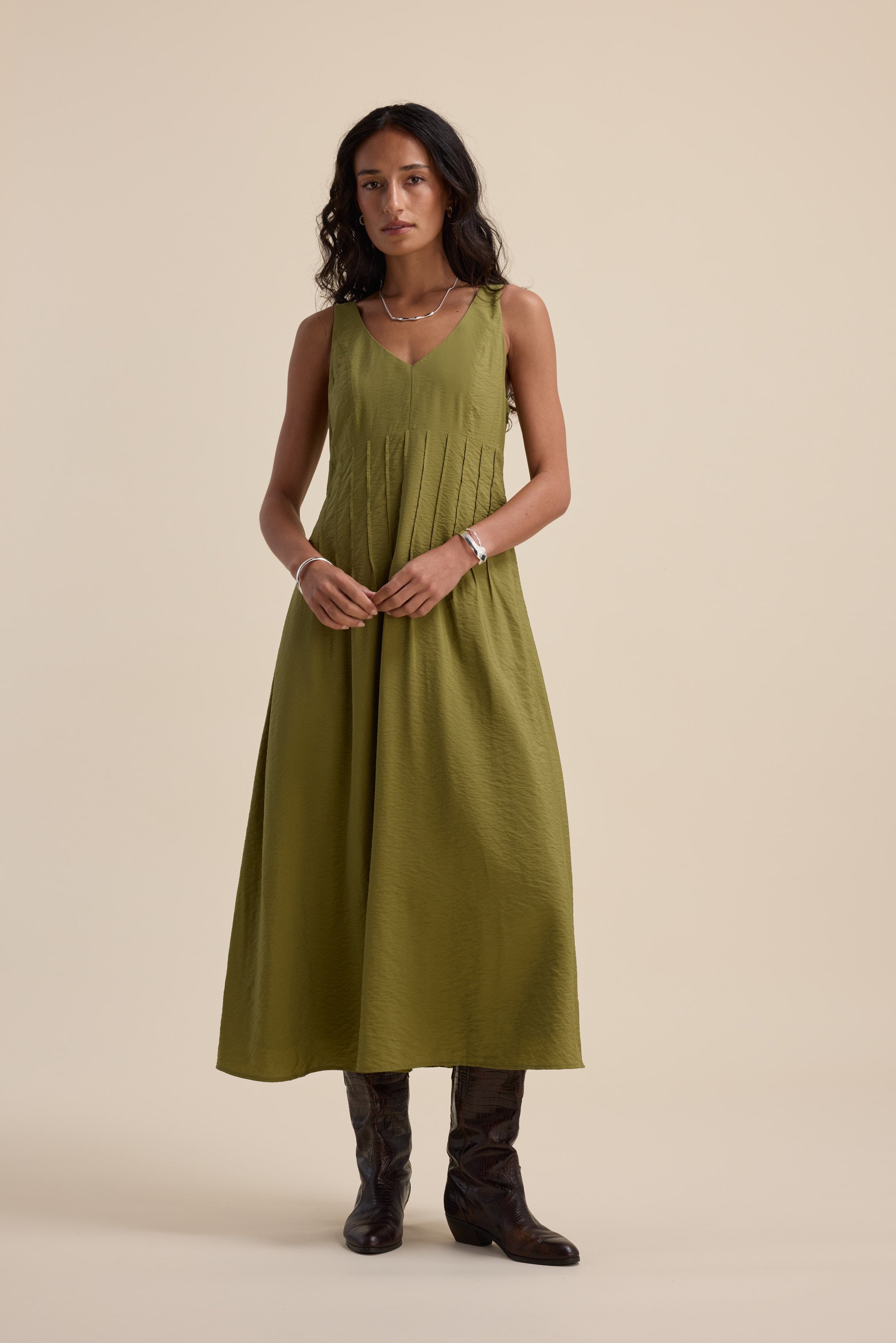 Shop Nina Fit and Flare Dress (Dill)