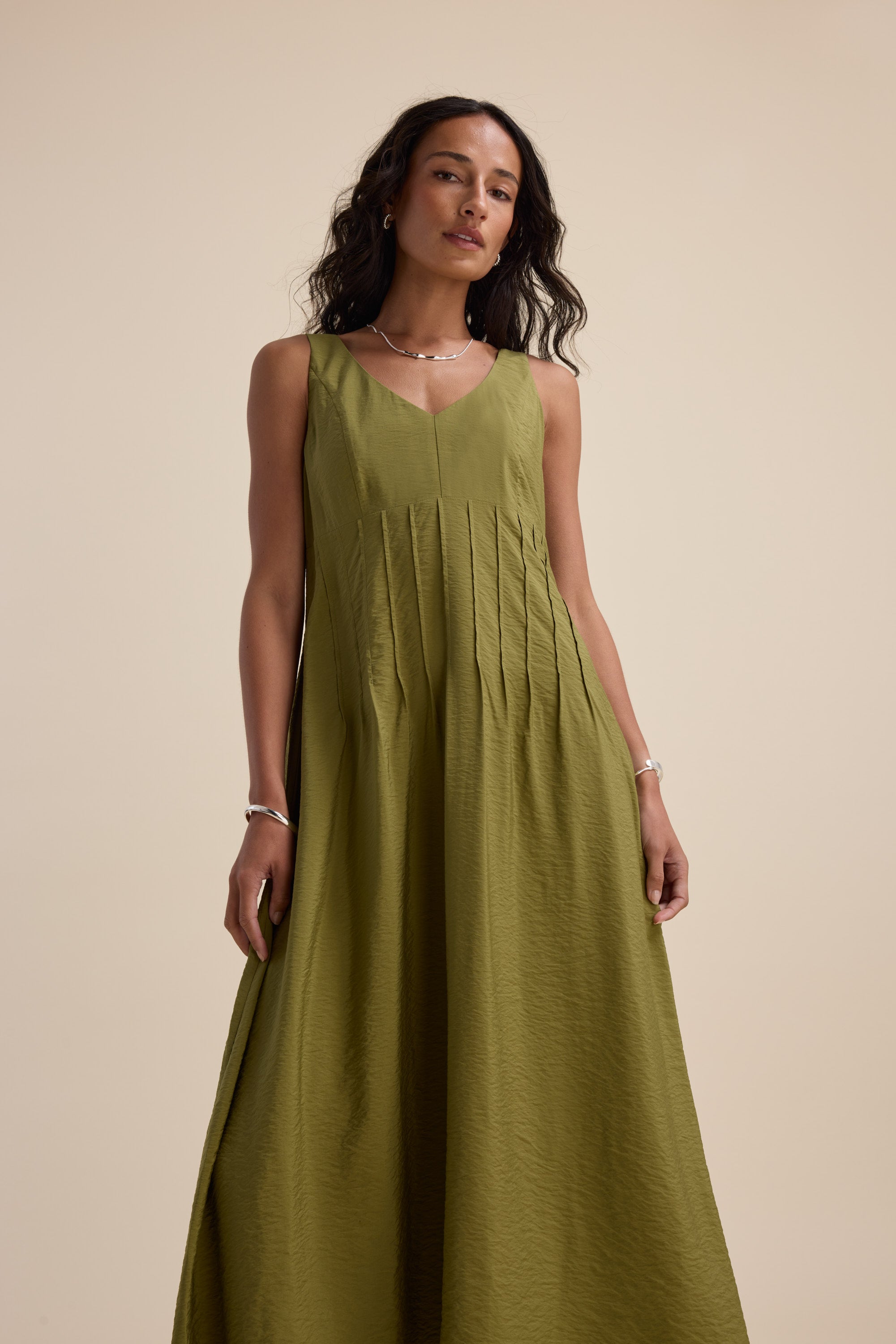 dill green dress Jadee Long Sleeve Mini Dress Green Burnout main image 1