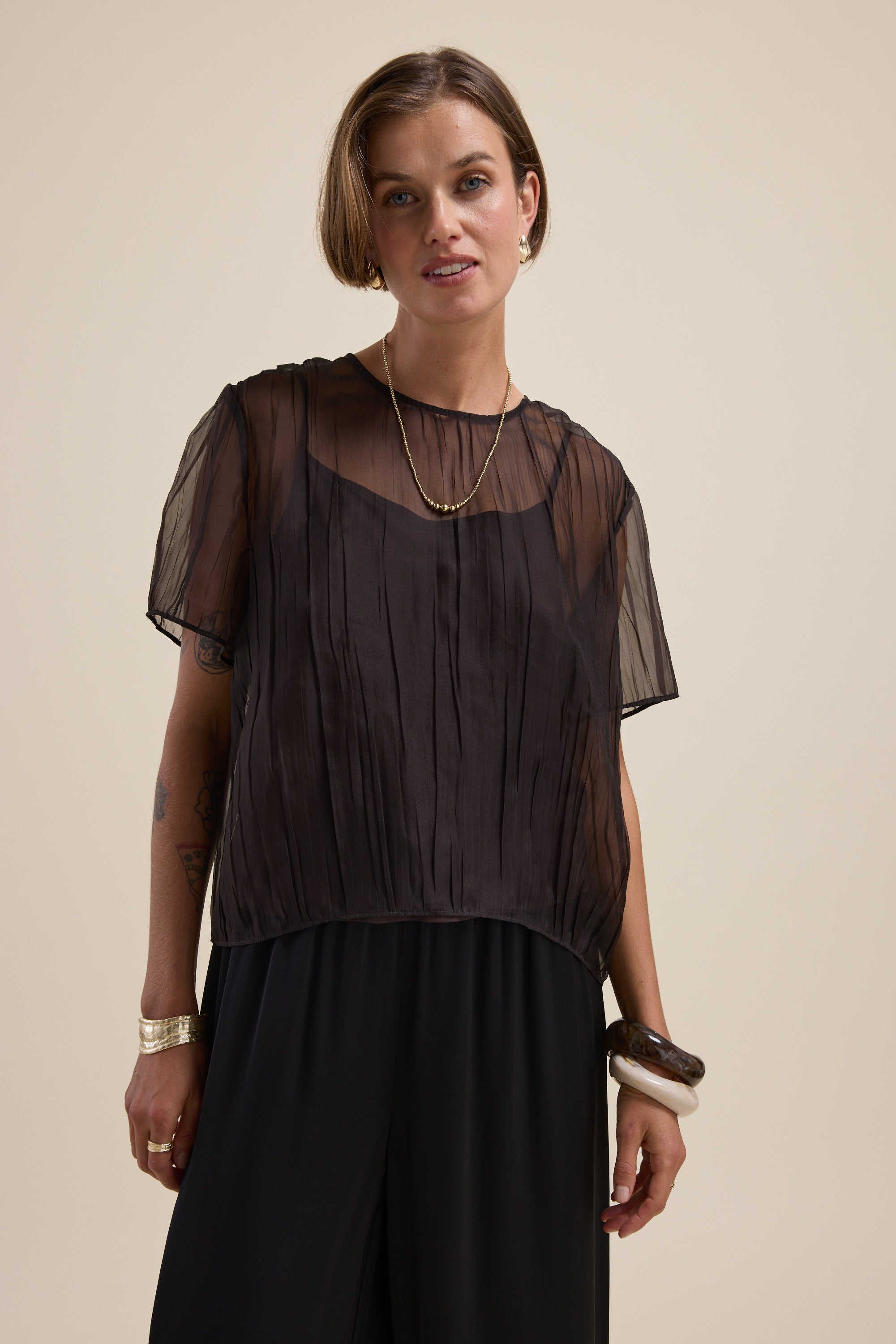 Shop Cass Sheer Top (Coffee Bean) | Max