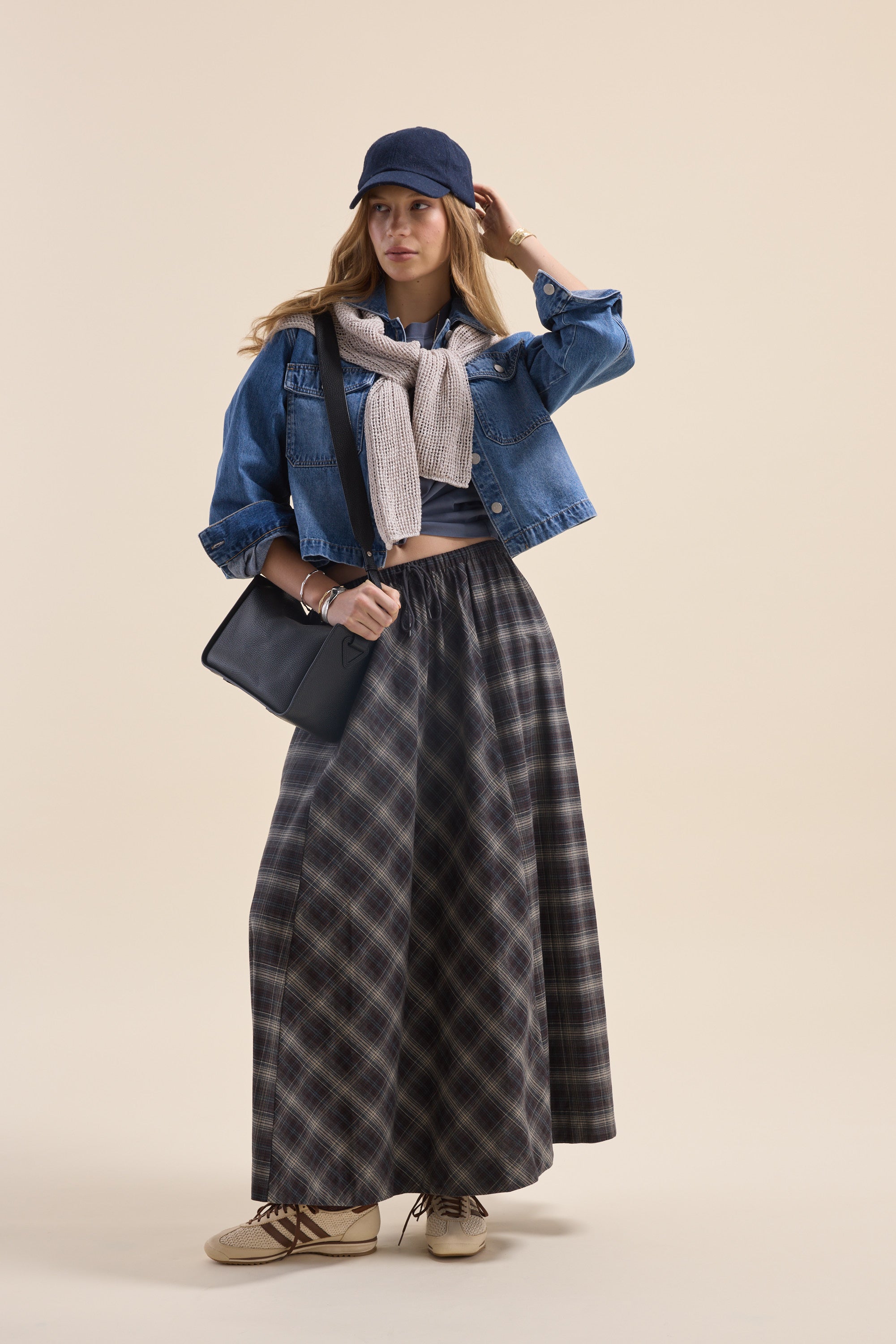 Shop Elementary Check Midi Skirt (Nottinghill Check) | Elementary