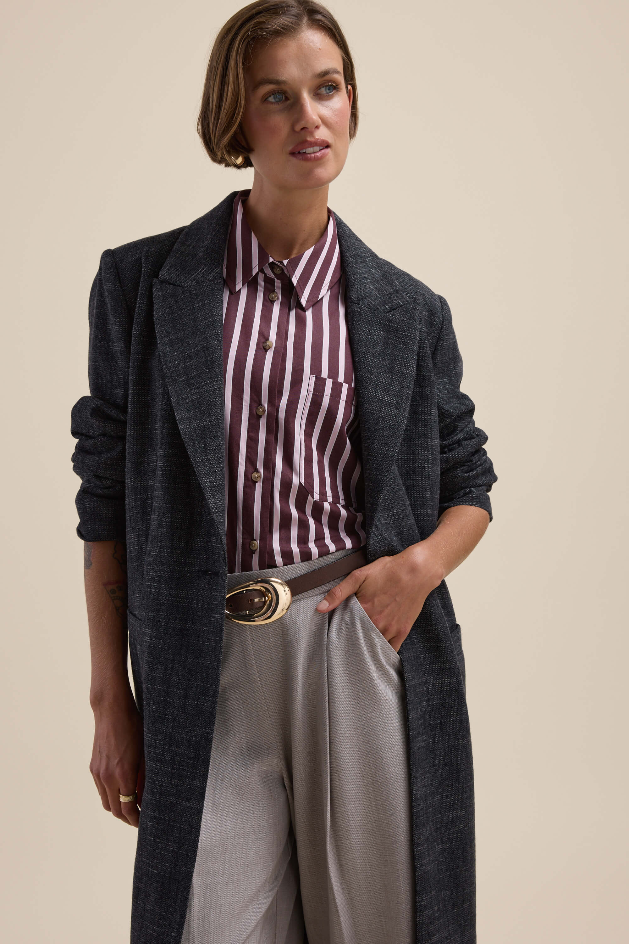 Shop The Wool Blend Blazer Coat (Charcoal Marle) | Max