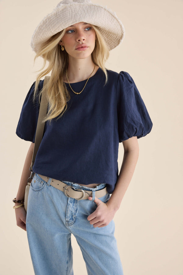 Brielle Linen Tie Back Top