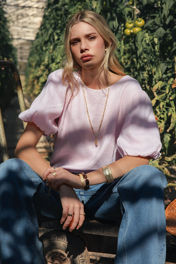 Brielle Linen Tie Back Top