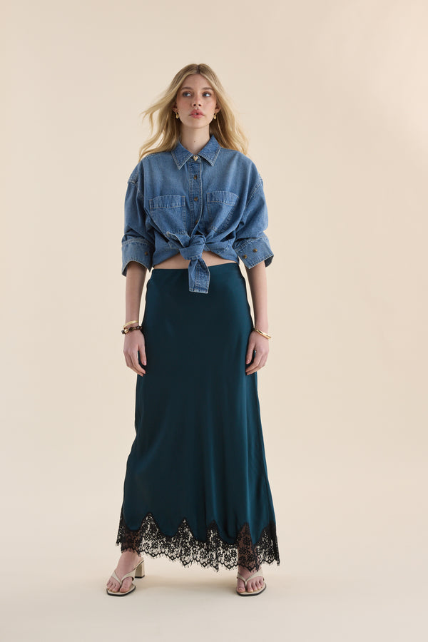 The Lace Trim Slip Skirt