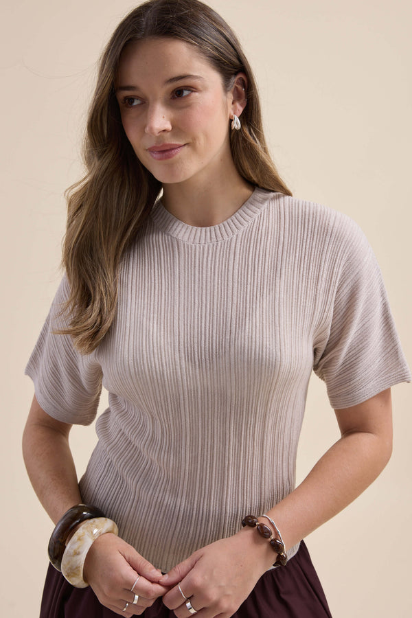 The Merino Silk Knit Detail Tee