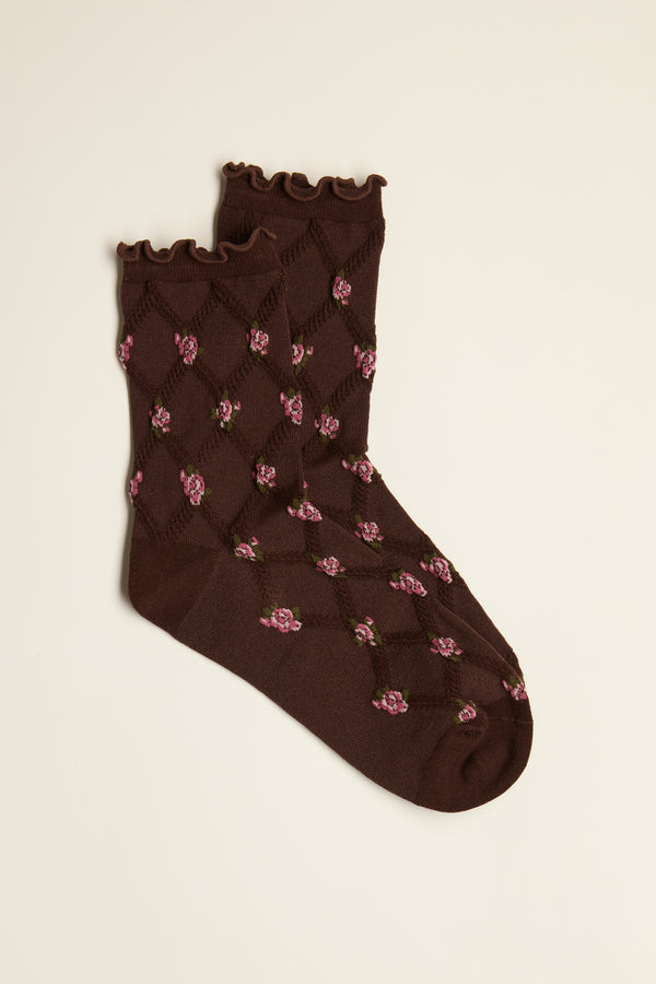 Renee Floral Ruffle Top Sock