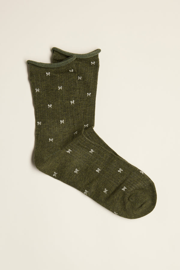 Sadie Roll Top Mini Bow Socks
