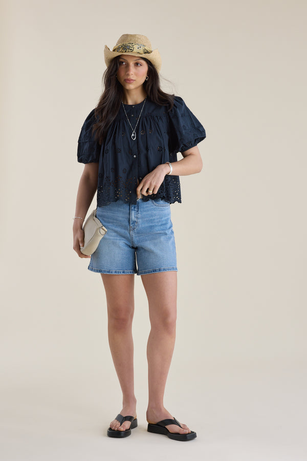 Elementary Broderie Detail Blouse