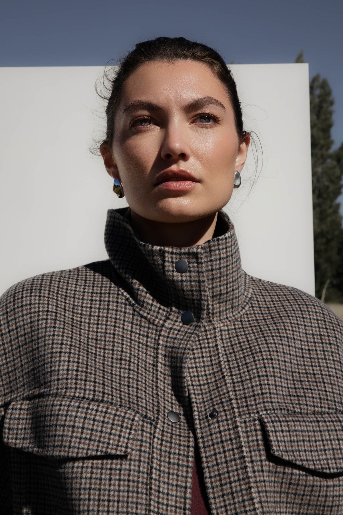 Shop Wool Blend Bomber Coat (Houndstooth) | Max