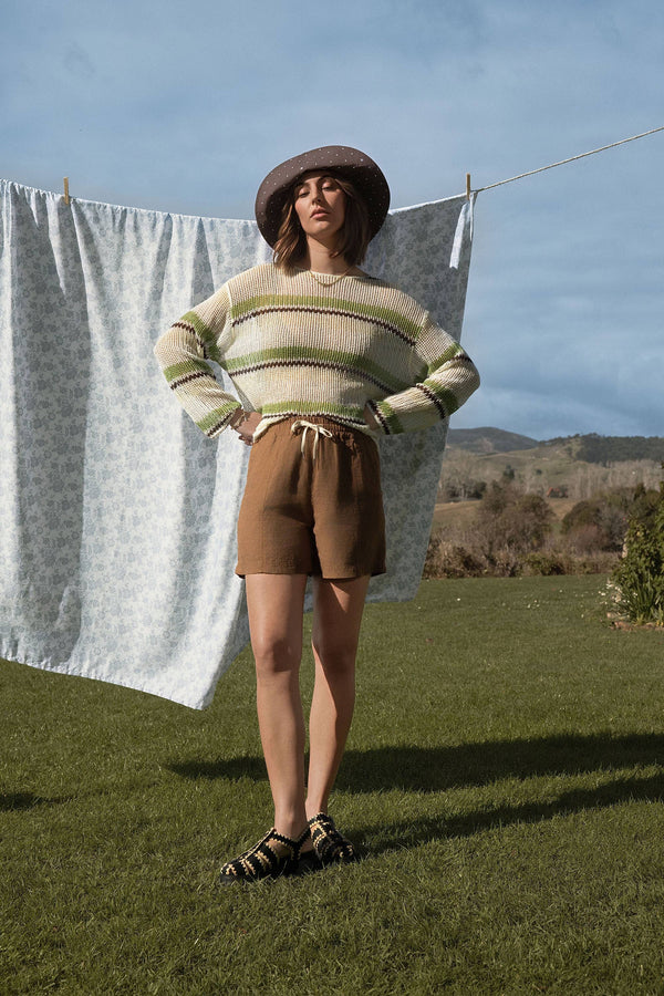 Elementary Linen Mesh Knit Sweater