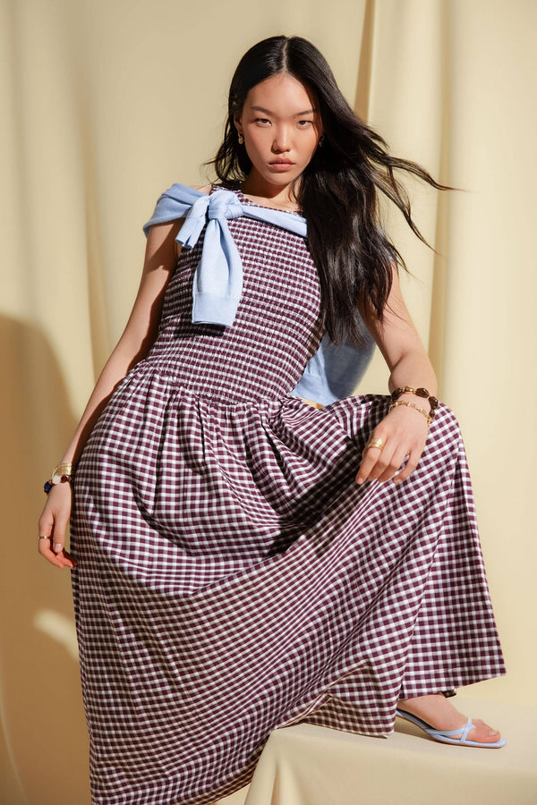 The Shirred Sleeveless Midi Dress