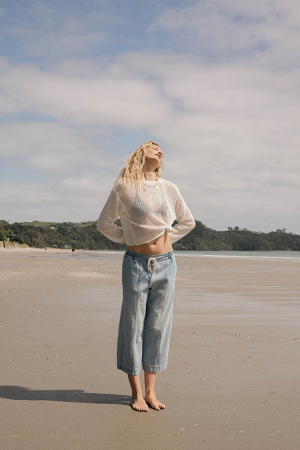 Elementary Drawstring Crop Jeans