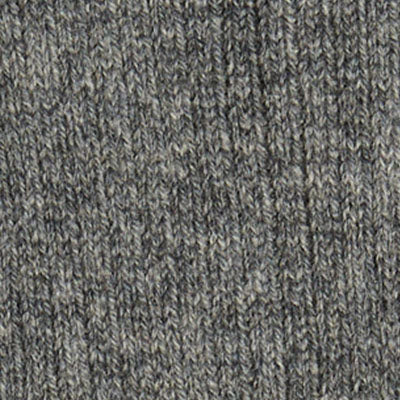 Close-up of NZ gray knitted wool fabric with a ribbed texture.