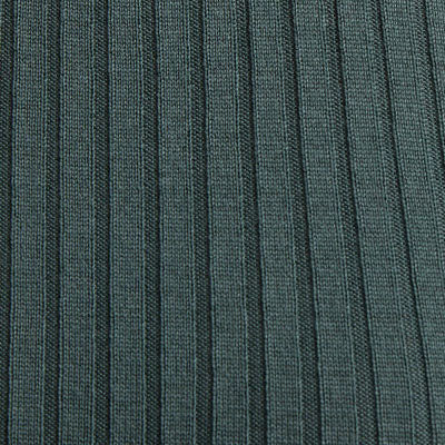 Dark green NZ ribbed knit fabric with vertical textured lines.