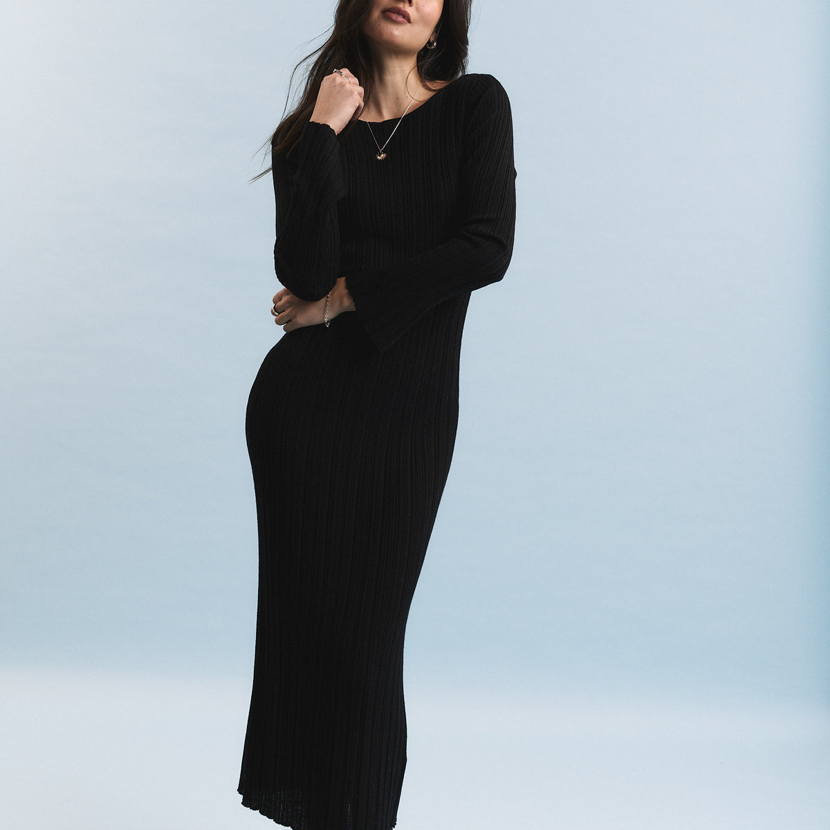 Shop Maya Merino Knit Dress (Black Lurex)
