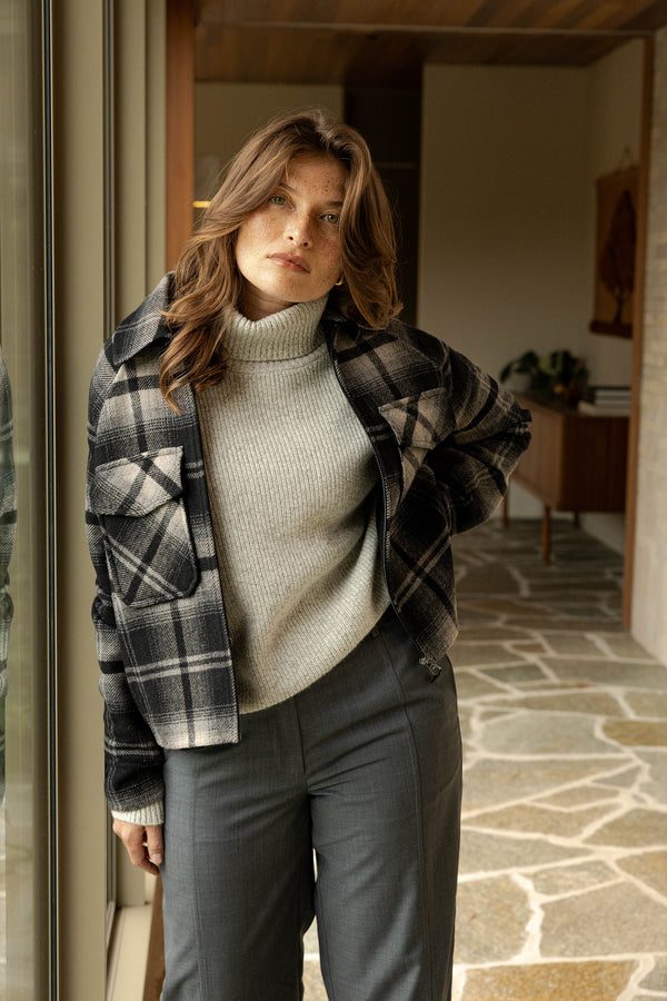 The Zip Front Wool Blend Cropped Coat