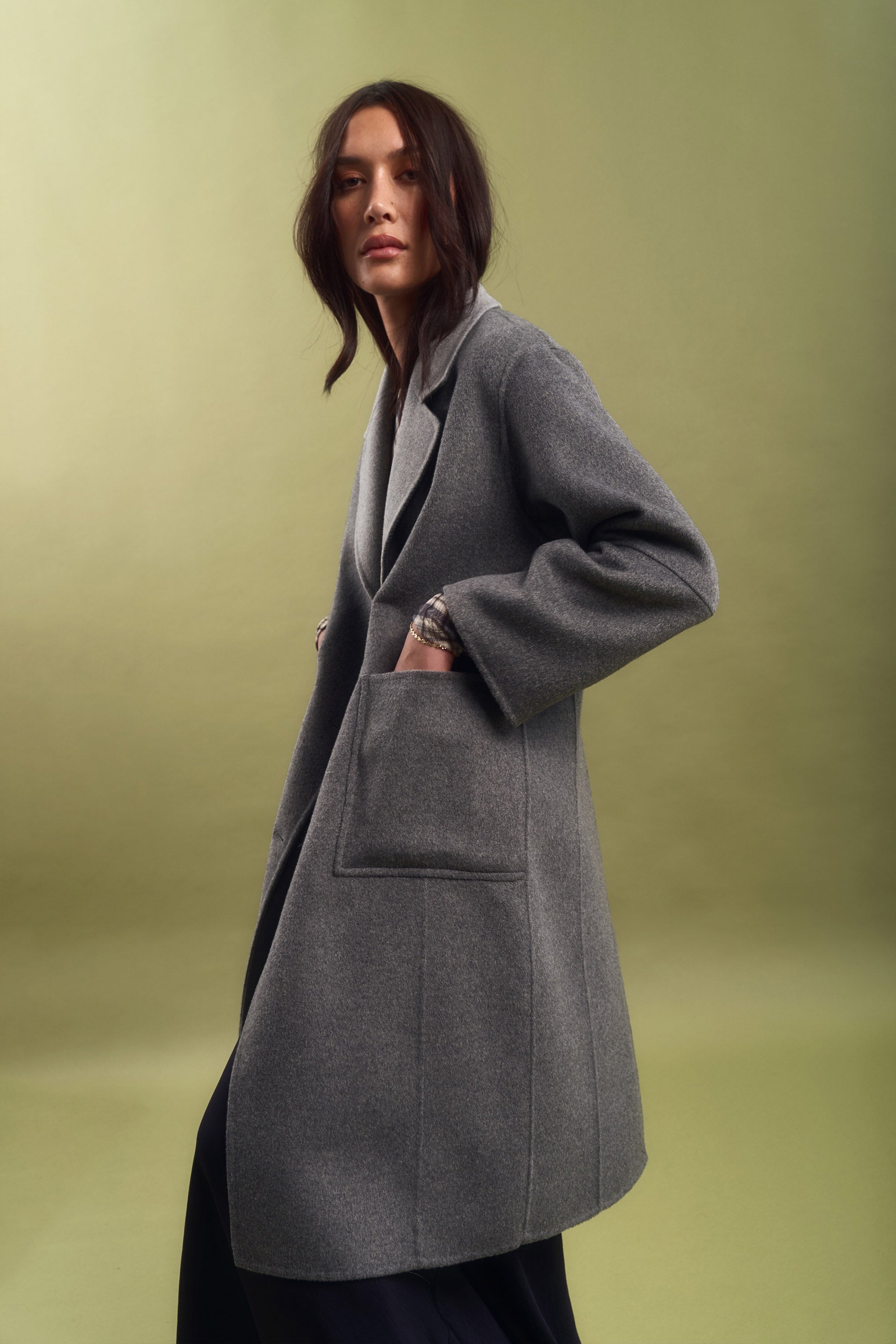 Shop Nellie Reversible Wool Blend Coat (Grey Marle/Silver Marle) | Max