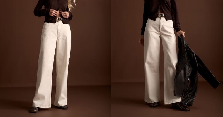 Shop wide leg jeans