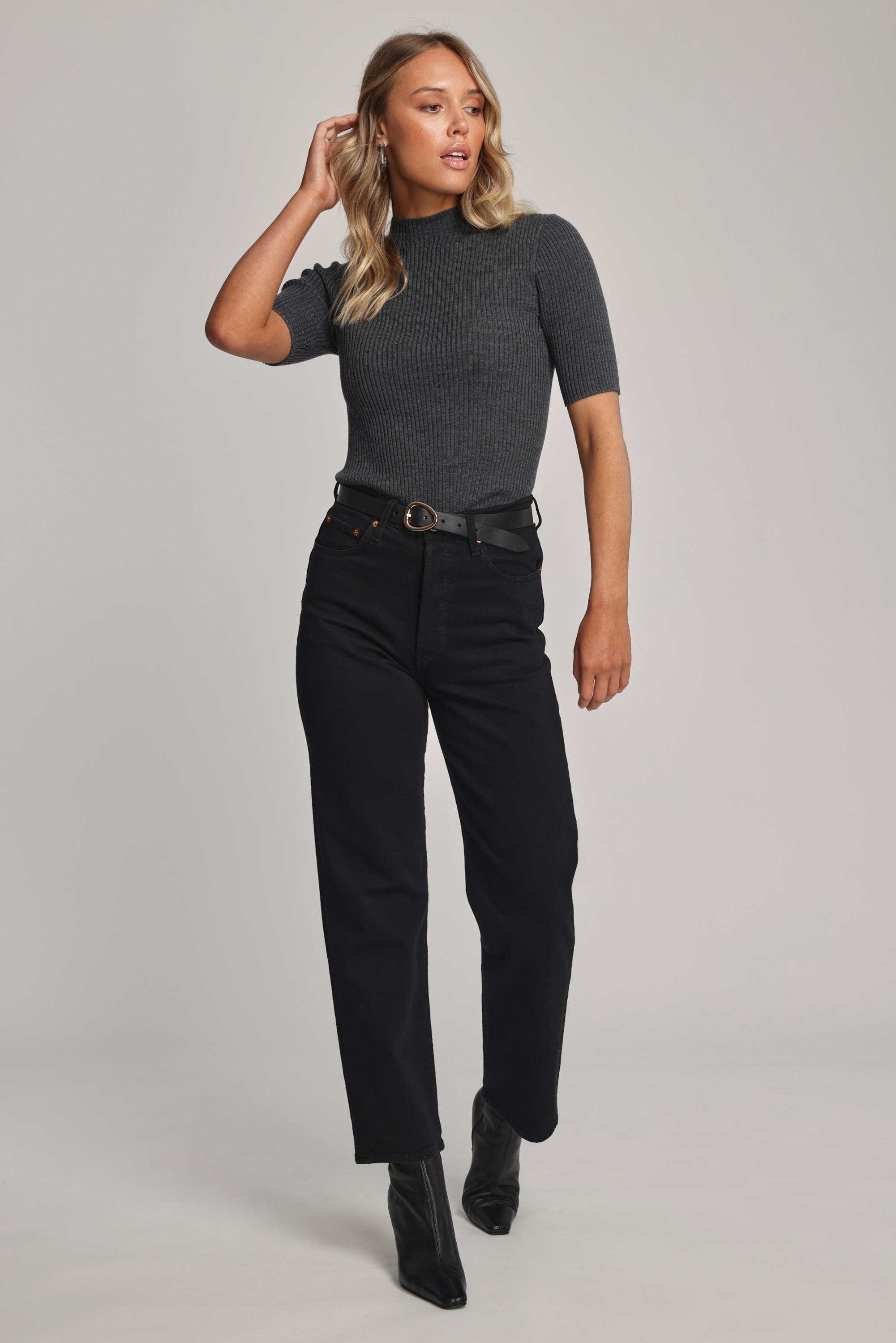 Levi's ribcage straight black sales
