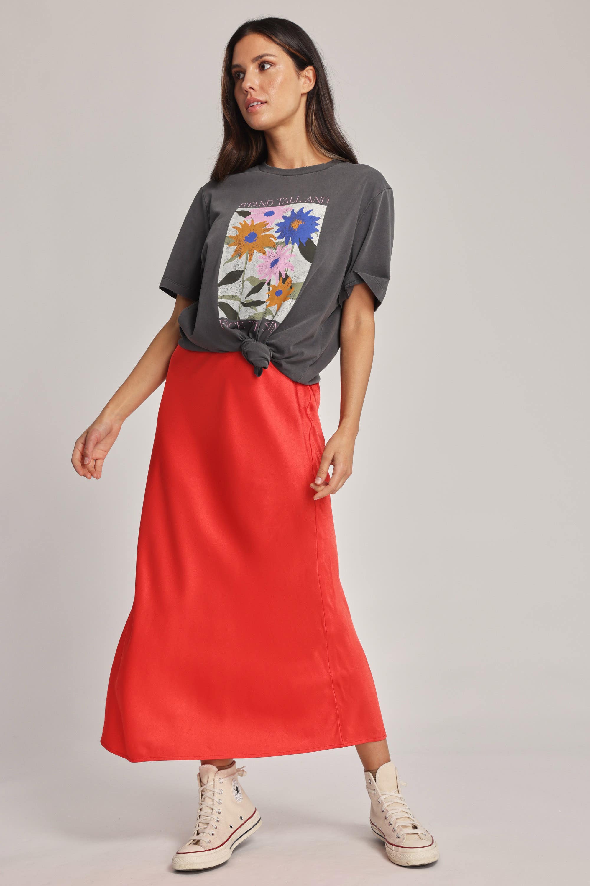 Orange outlet skirt midi
