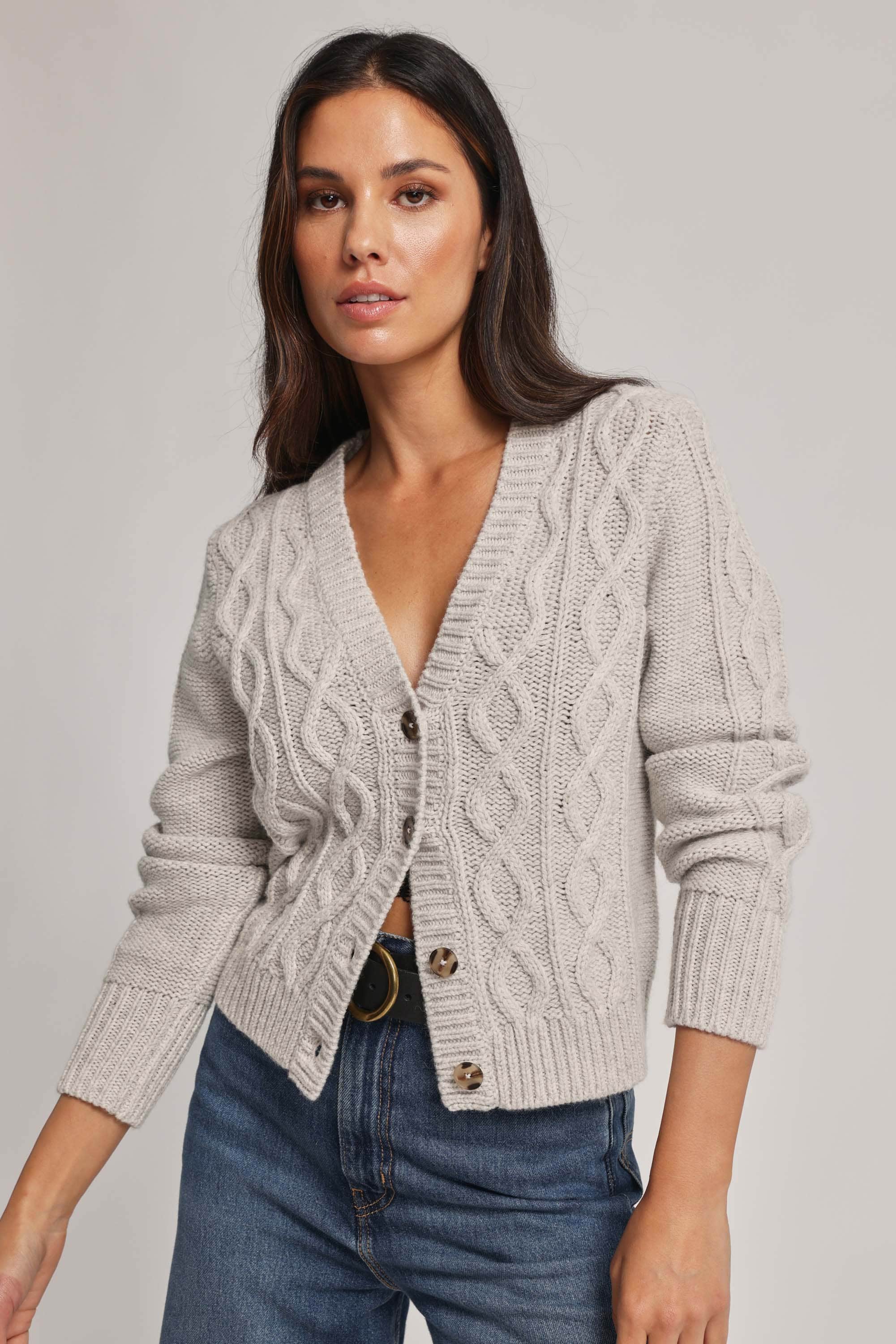 Grey wooly cardigan cheap