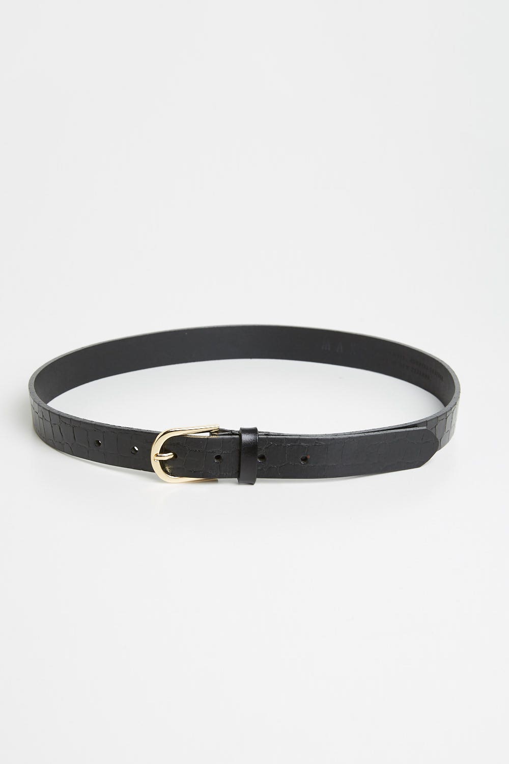 Shop Slim Croc Leather Belt in Black | Max Women's Fashion NZ