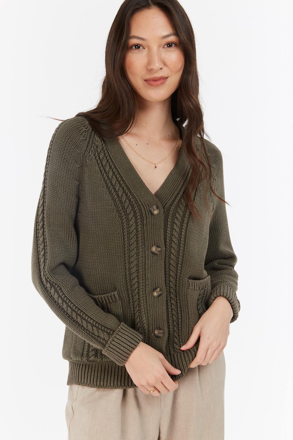 Shop Claudia Chunky Cardigan in Green Max Women s Fashion NZ