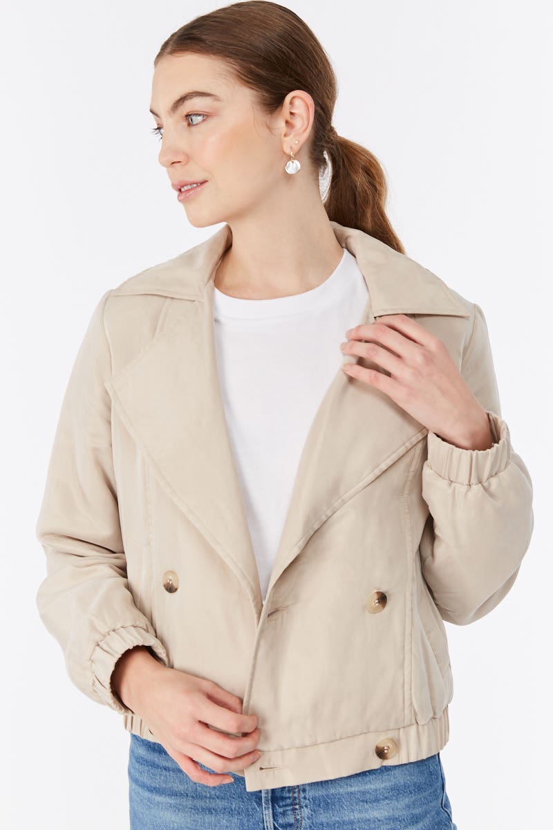 Shop Aleisha Padded Bomber Jacket in Natural Max Women s Fashion NZ