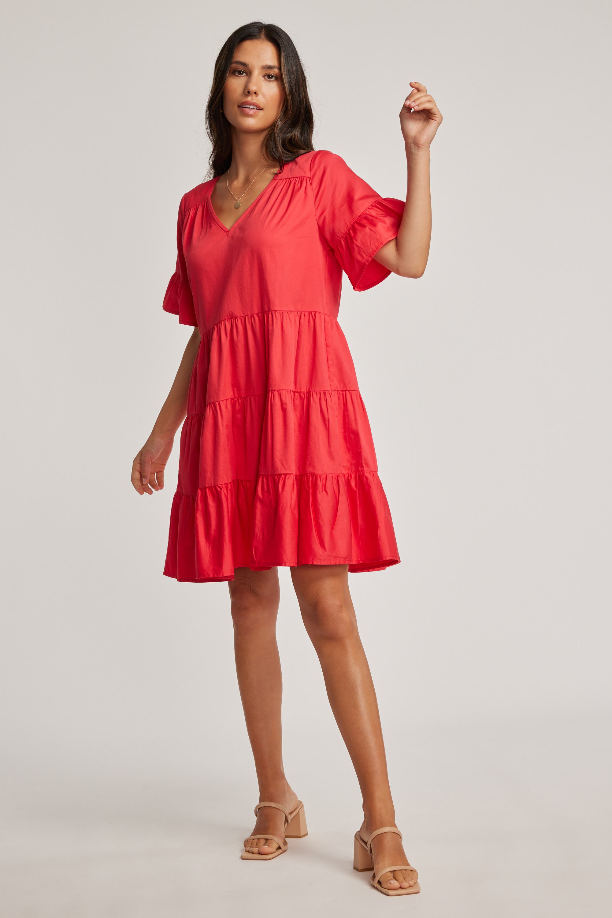 Shop Nora Tiered Dress in Red Max Women s Fashion NZ