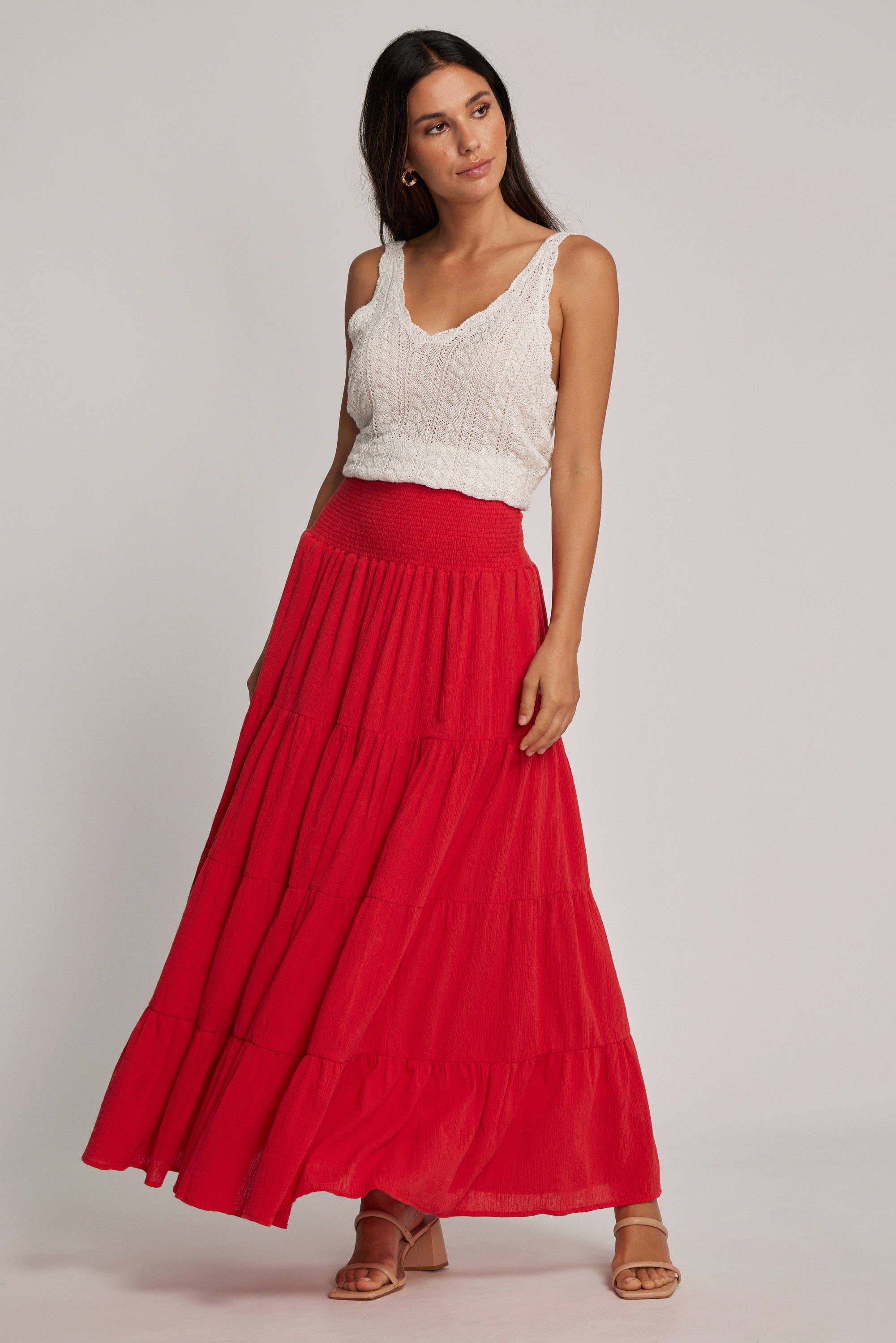 Long red outlet skirt nz