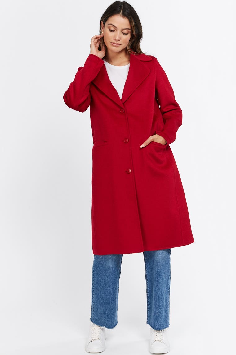 Shop Olivia Pure Wool Coat in Red Max Women s Fashion NZ