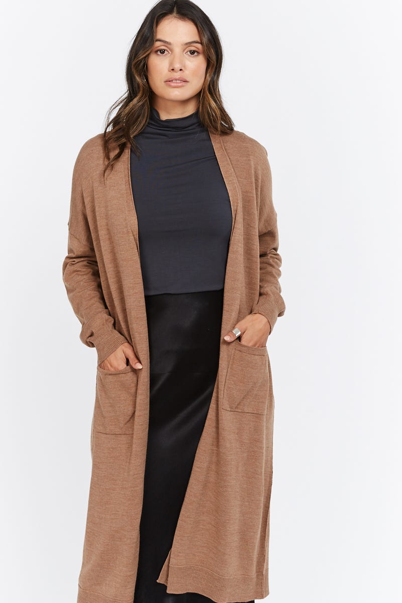 Longline merino cardigan top