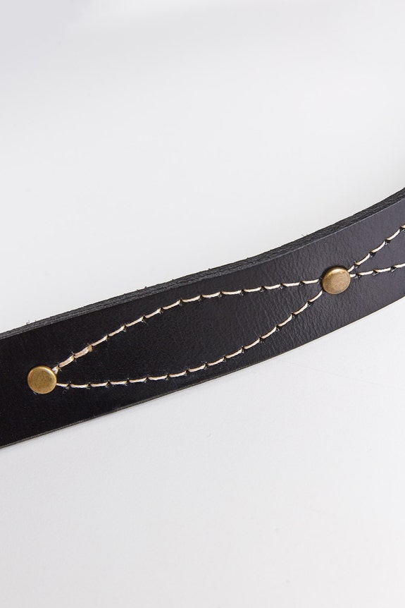 Storm Embroidered Leather Belt