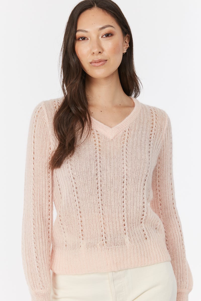 Pink pointelle outlet sweater