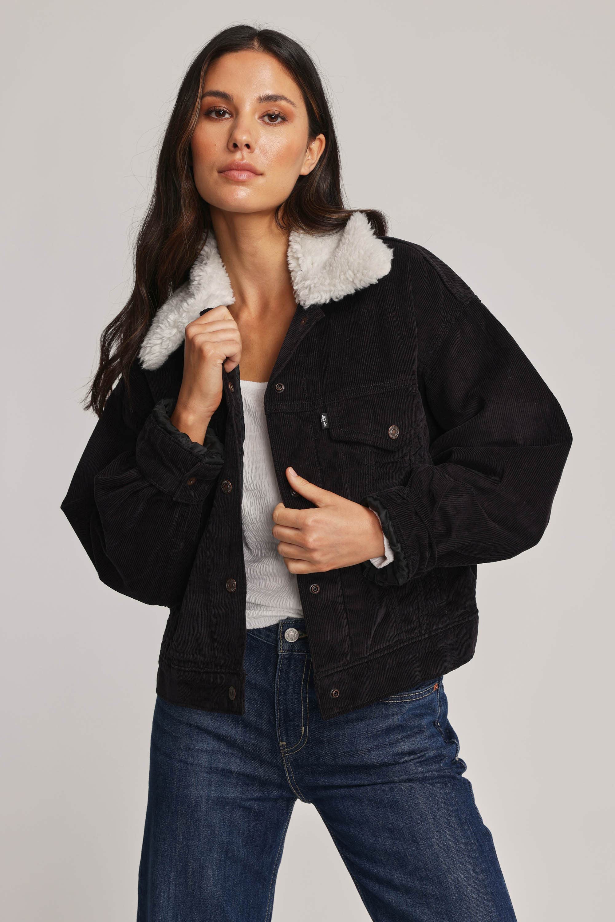 levis sherpa jacket womens black