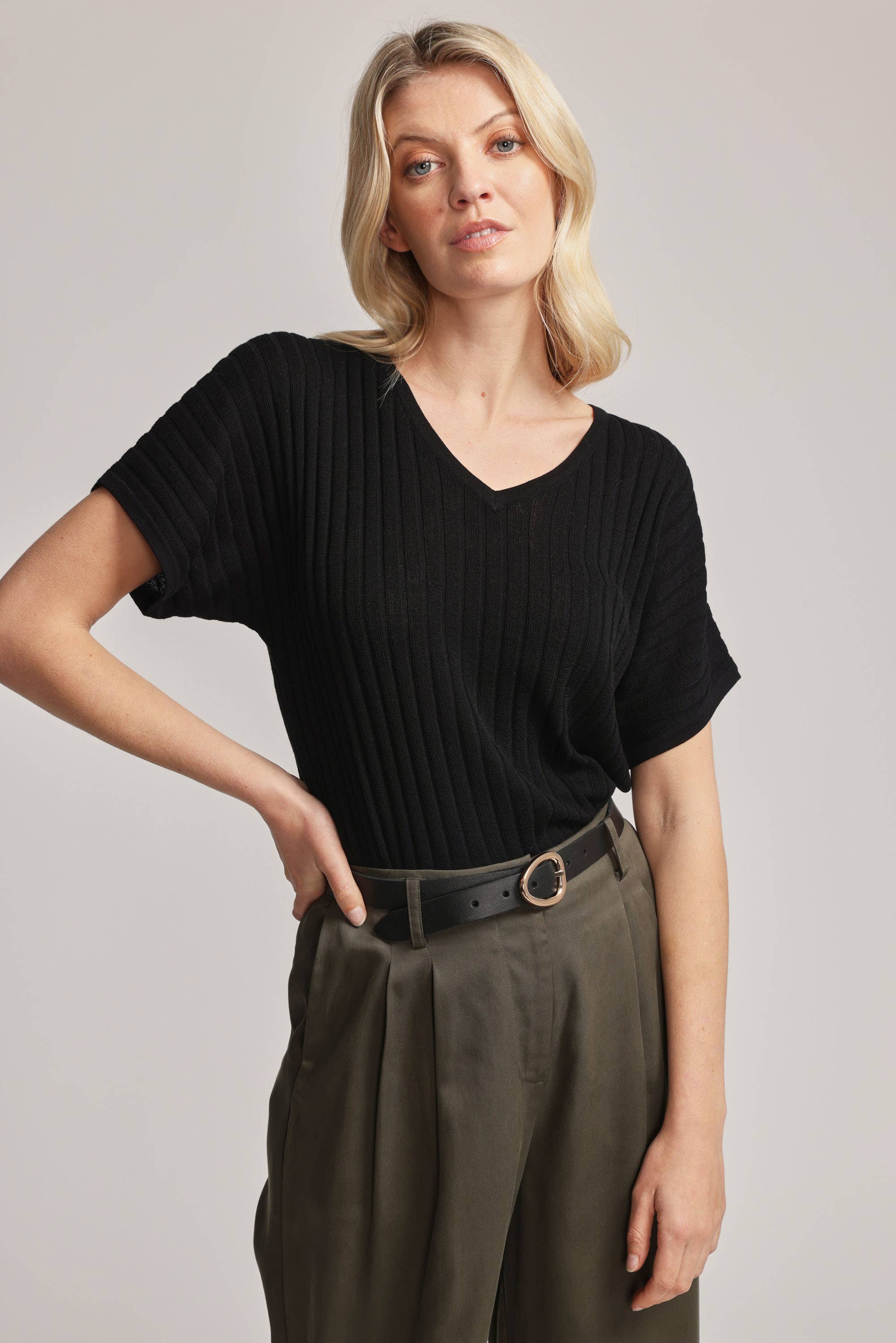 Shop Beth Knitted V Neck Top in Black | Max Women's Fashion NZ