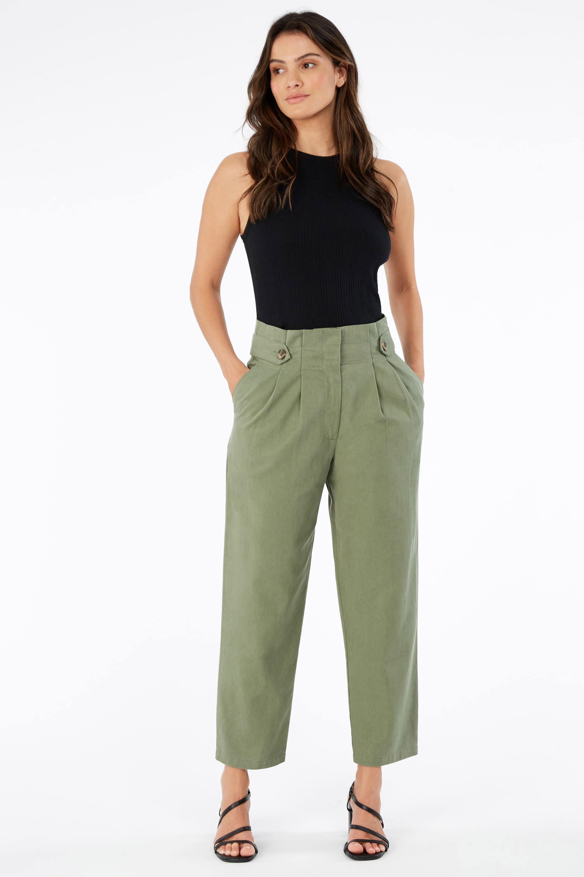 H&M Paper-bag Pants in Green | Lyst
