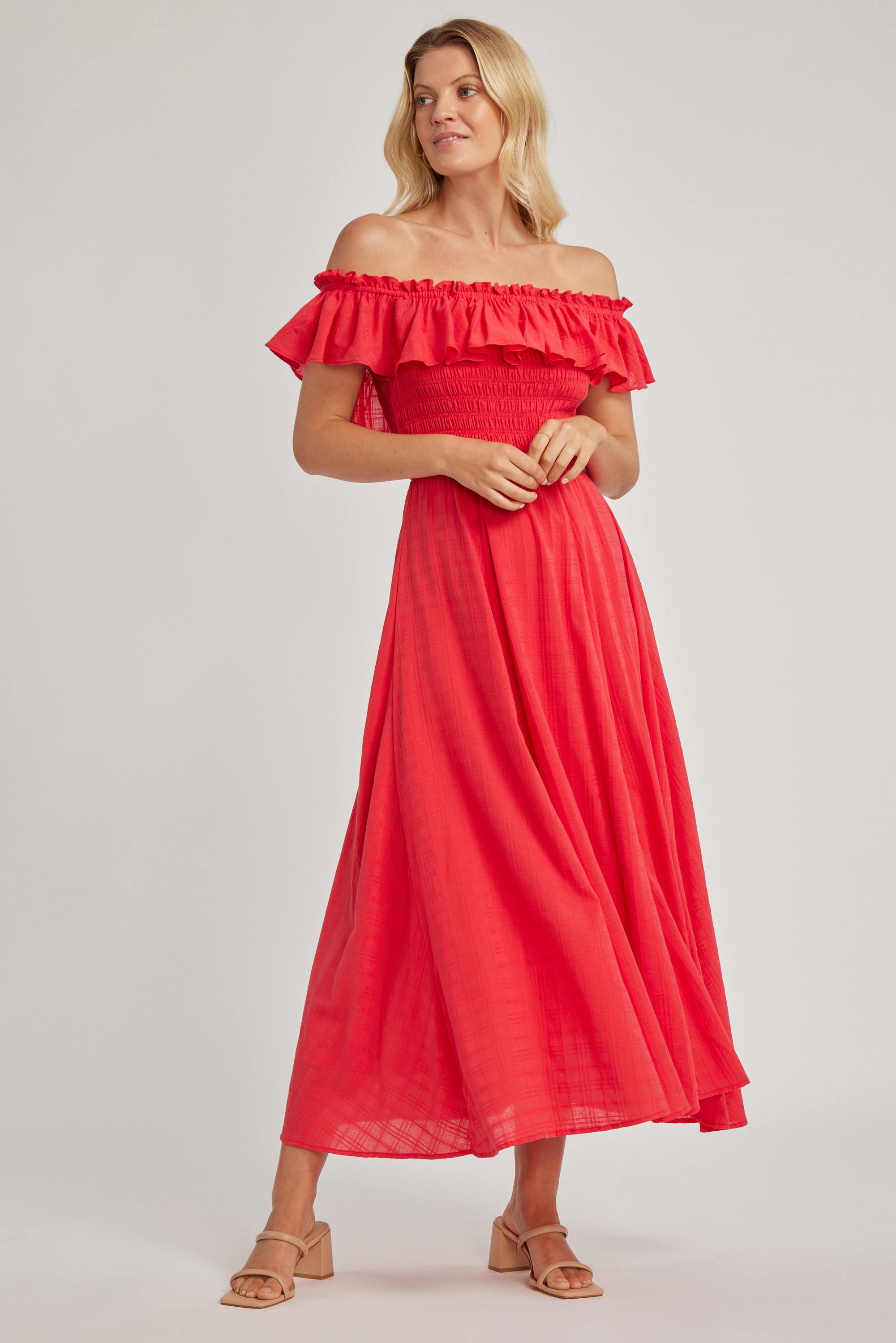 Shop Kaylee Shoulder Detail Dress in Red Max Women s Fashion NZ