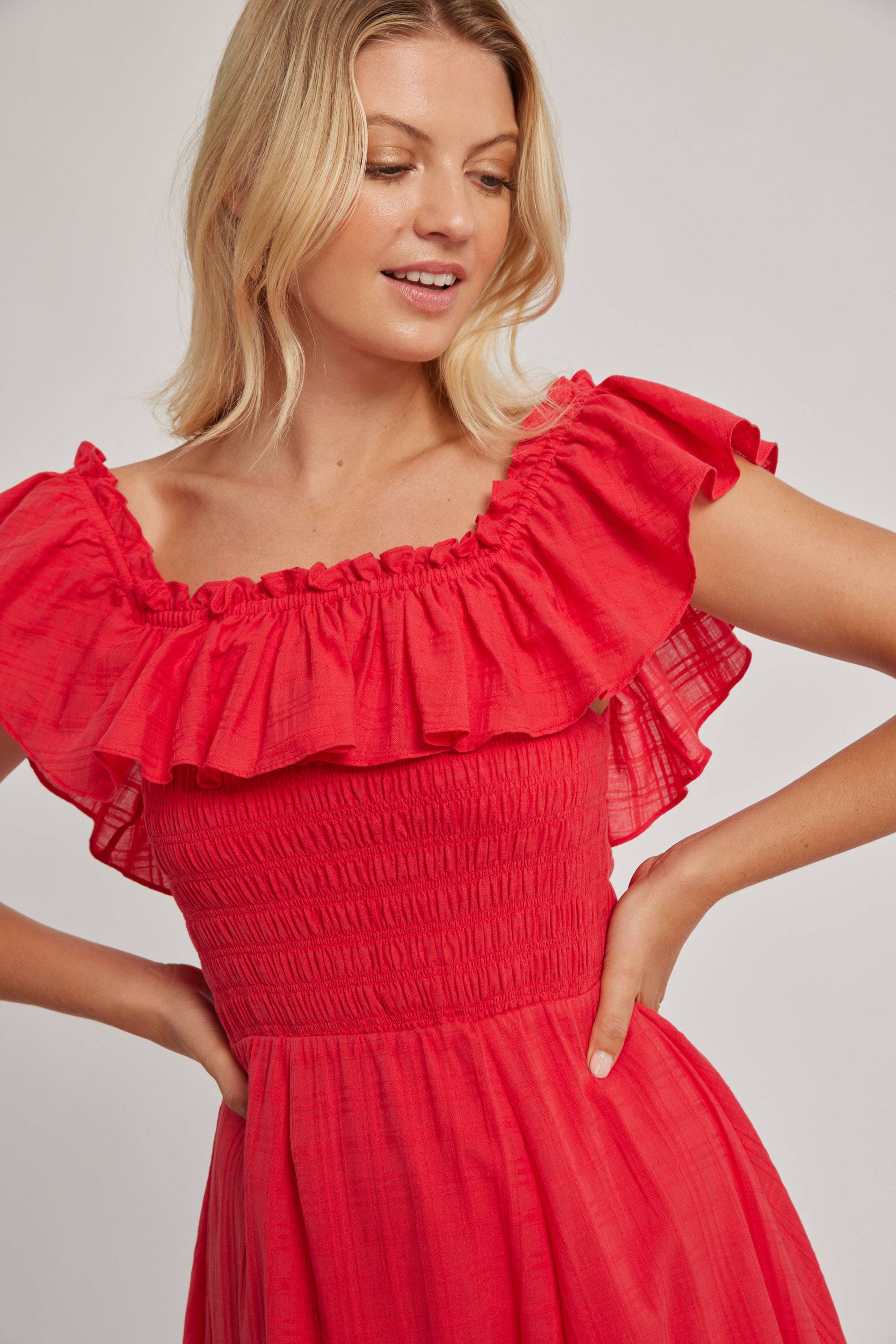 Shop Kaylee Shoulder Detail Dress in Red Max Women s Fashion NZ
