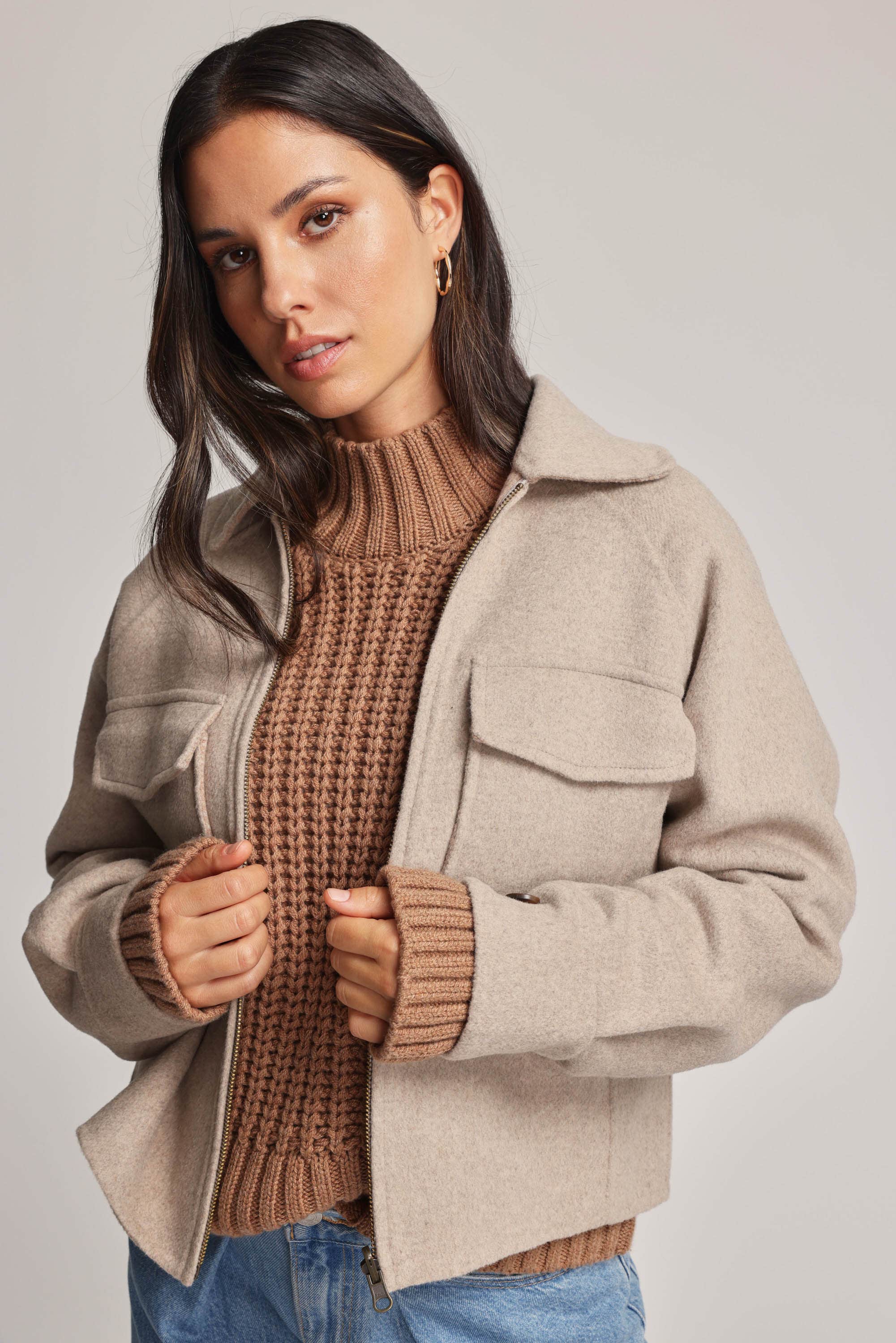 Shop Tatum Cropped Coat in Natural