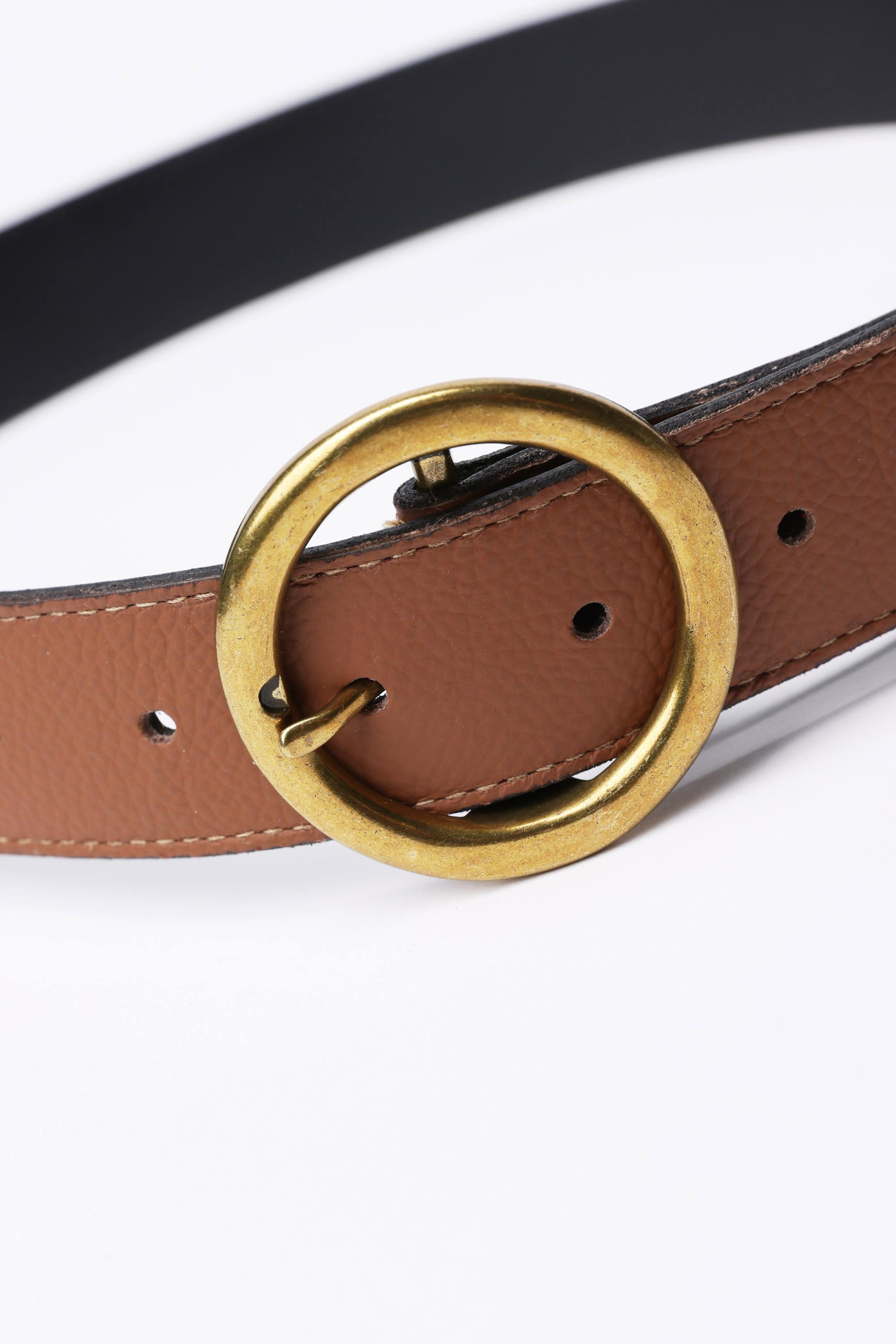 Shop Georgia Round Buckle Belt in Brown Max Women s Fashion NZ