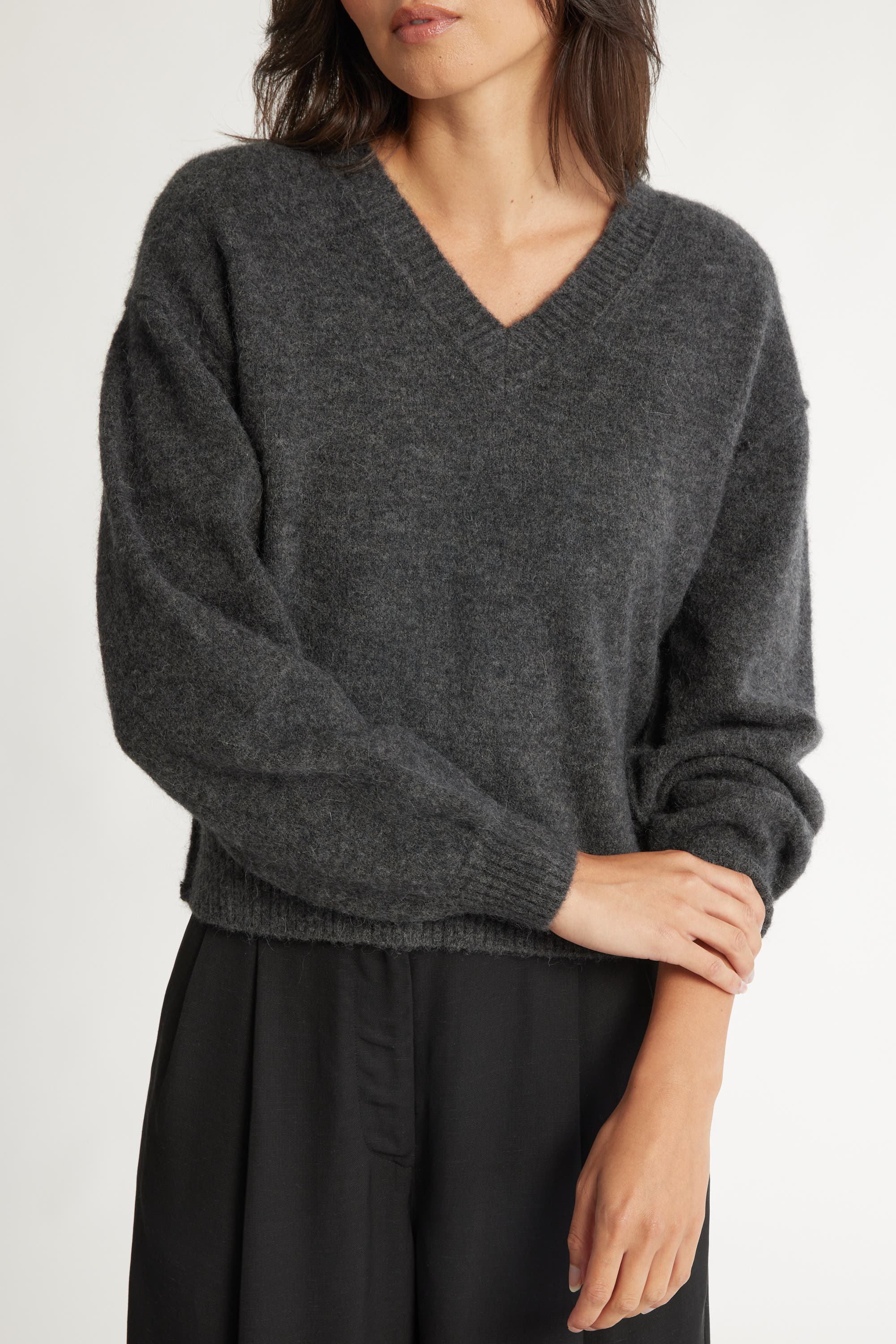 Shop The Luxe Whisper V Neck Sweater in Grey Max Women s Fashion NZ