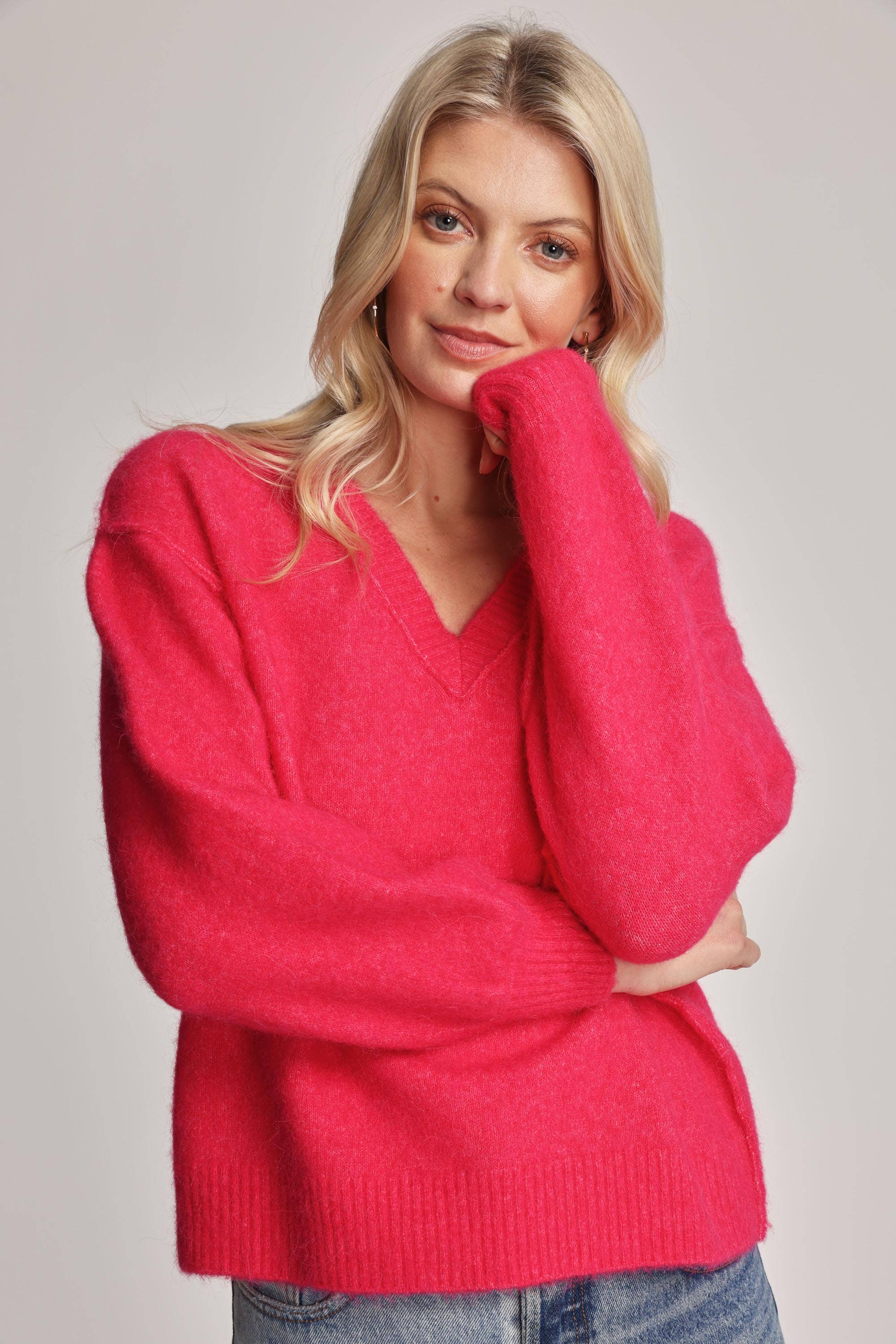 Womens red hotsell v neck sweater