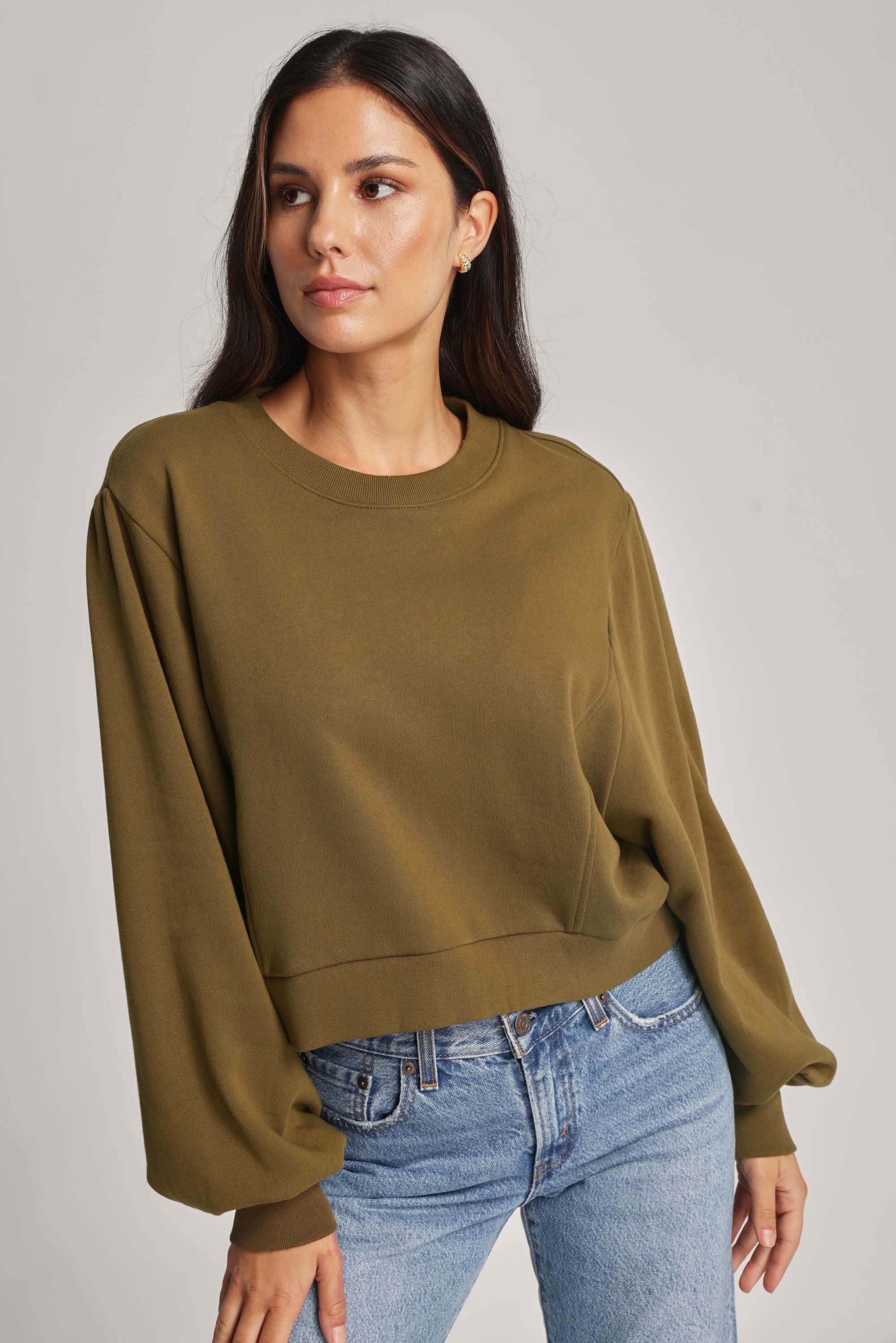 Shop Luna Pima Cotton Sweater in Green | Max Women's Fashion NZ