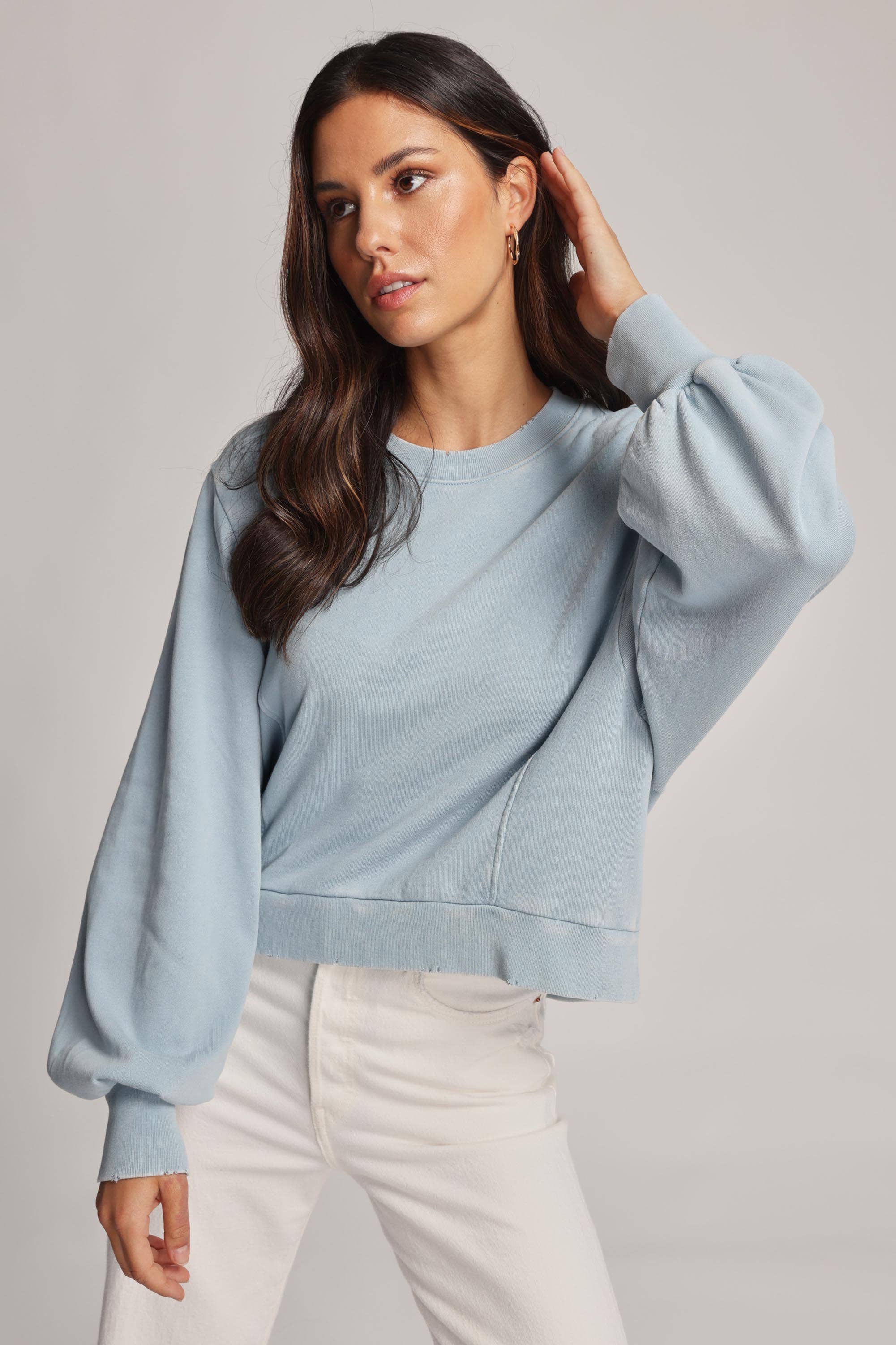 Shop Luna Pima Cotton Sweater in Blue Max Women s Fashion NZ