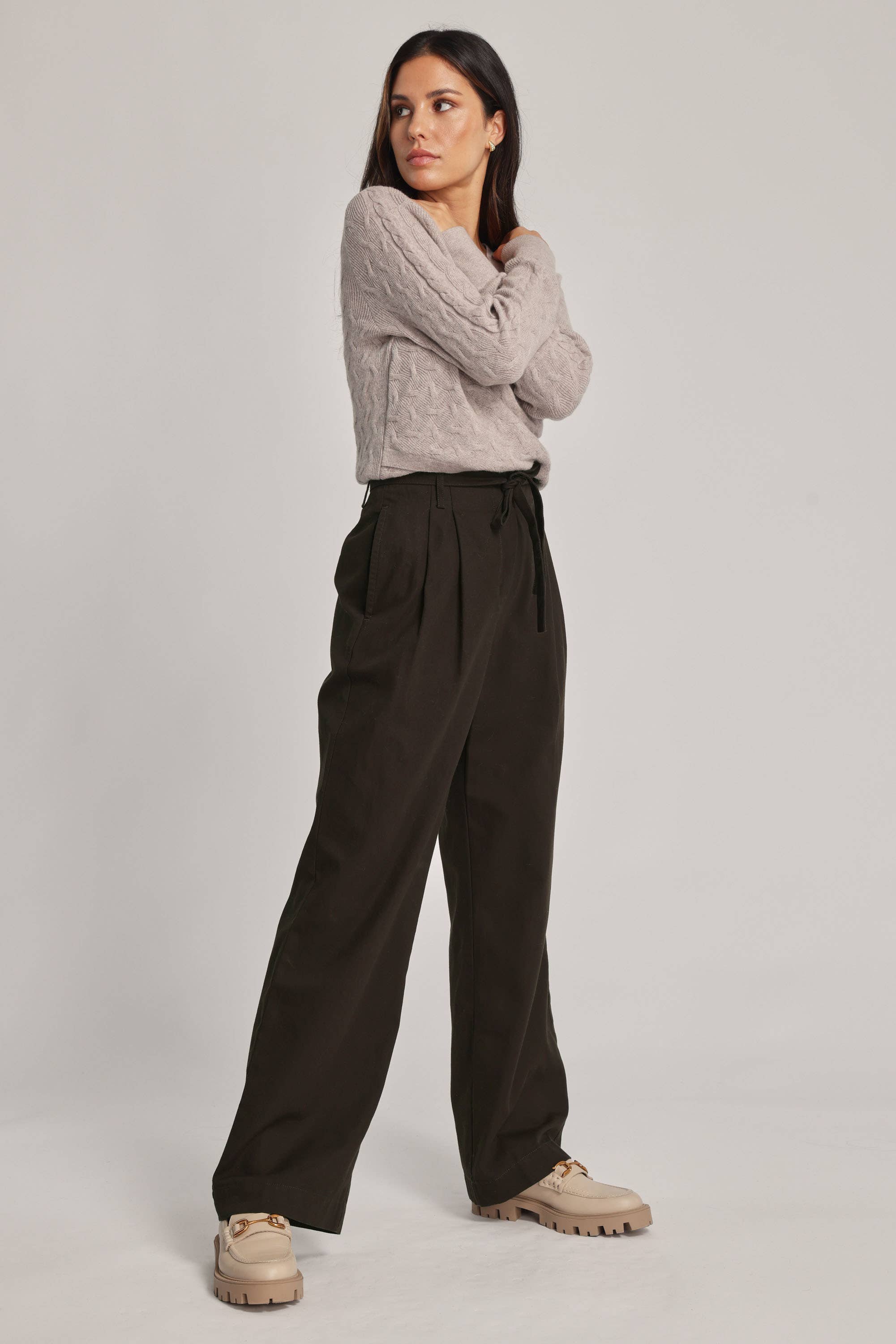 Chocolate wide hot sale leg trousers