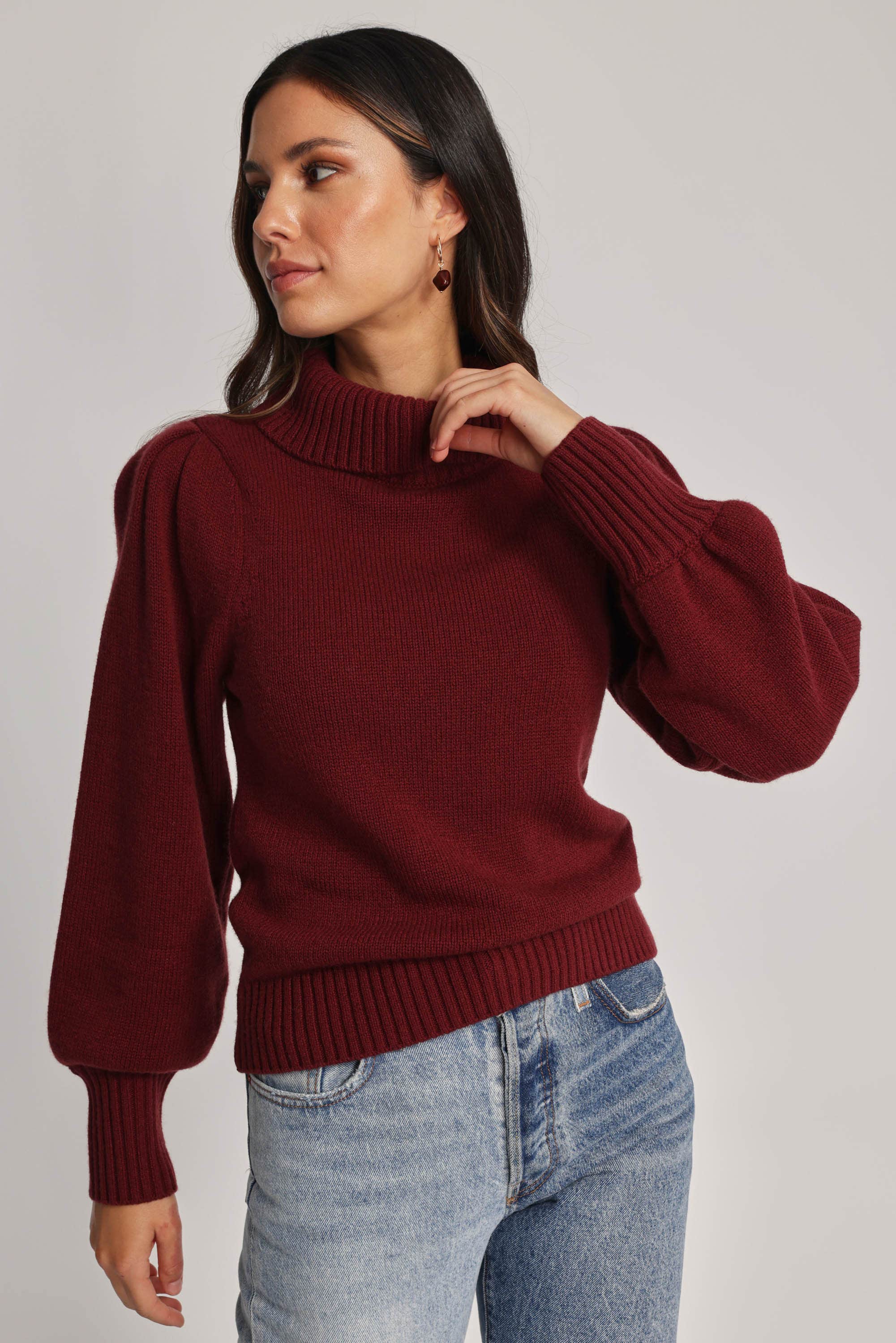 Shop Grayson Wool Blend Funnel Neck Sweater in Red Max Women s Fashion NZ