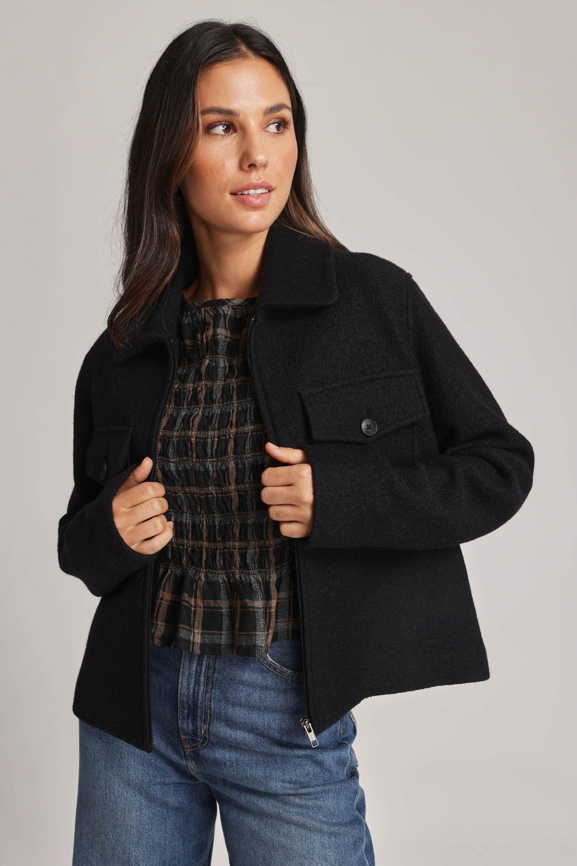 Womens cropped clearance coat